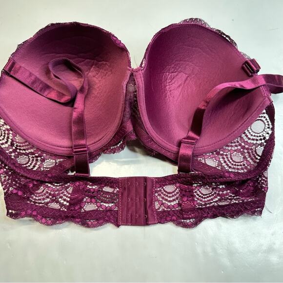 Black Fuchsia Convertible Padded Underwire Bra Purple/Burgundy/Wine Size 44D EUC - Picture 2 of 10
